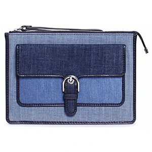 Michael Kors Cooper Medium Wristlet Indigo Light Wash Dark Denim